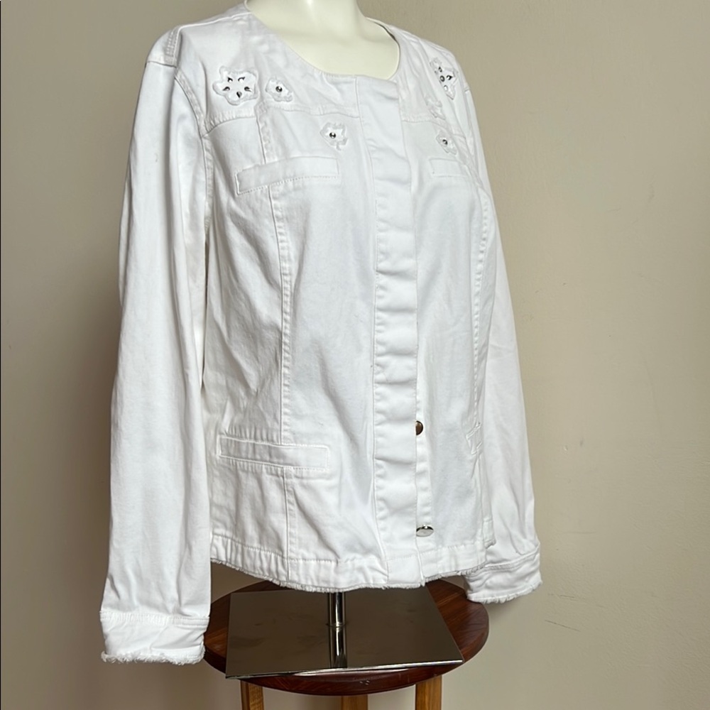 Christopher & banks fringed denium white  Jacket